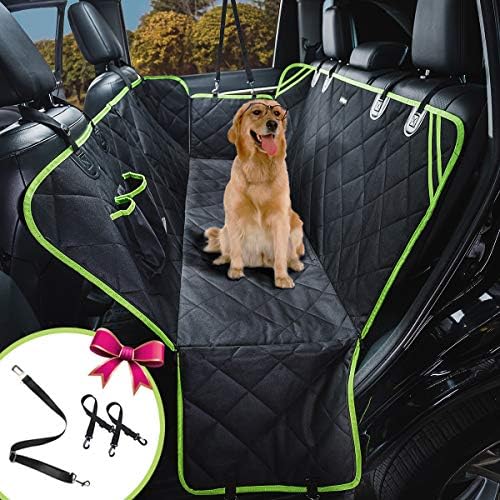 Dog Car Seat Covers Nonslip Pet Seat Cover Waterproof Pet Bench Seat Cover Middle Seat Belt Capable for Cars (Black Edge)