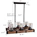 Anmytek Rustic Wood Chandelier 6 Lights, Farmhouse Kitchen Pendant Lamp Vintage Hanging Lighting Fixture with Seeded Glass Shades C0002