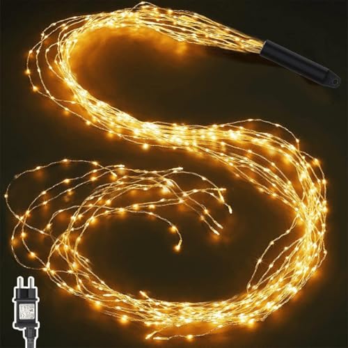 Joycome 2 m 400 LED Waterfall Lights with Plug, 8 Lighting Modes Light Chain, IP65 Waterproof Decorative String Lights for Christmas Garden Party Wedding (Warm White)