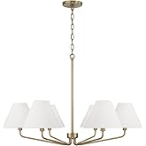 Capital Lighting 456661AD-714 Chadwick Tapered White Fabric Shade Chandelier, 6-Light 360 Total Watts, 22" H x 34" W, Aged Br