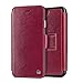 1byone Genuine Leather Wallet Stand Folio Case with Card Slot for iPhone 6 / 6s, Wine Red