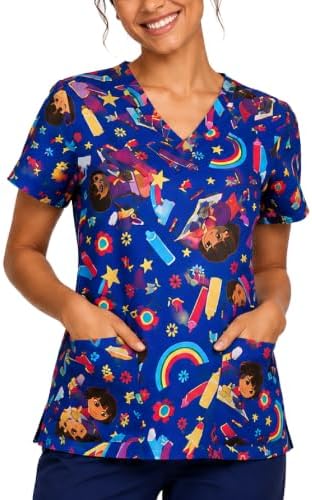 Amazon.com: Tooniforms 'V-Neck Print Top' Scrub Top My Idol Small