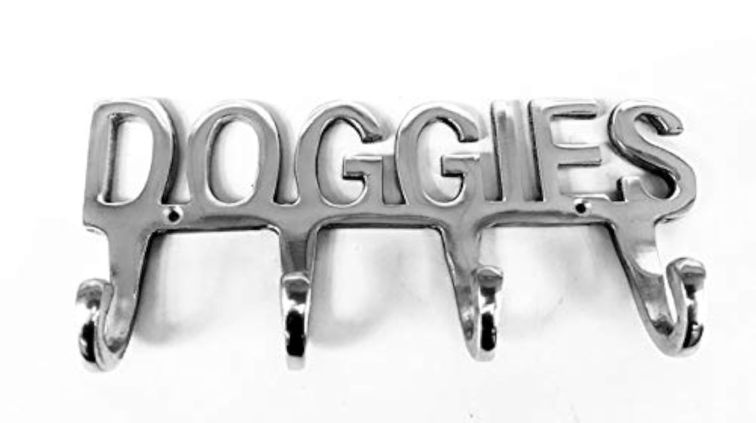 Chattels Doggies Dog Pet Lead Leash Holder Rack 4 Hooks Doggies Aluminium Wall Hook Hanger Chrome Colour