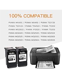 Cartucho de tinta remanufacturado de repuesto para Canon 245XL PG 245XL PG245XL PG 243 para usar con PIXMA MX492 TR4520 MX490 MG3022 MG2522 MG2920 MG2420 MG2520 MG2922 MG2924 (2 negro)