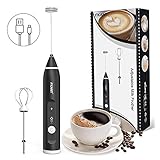 Milk Frother, FKANT Handheld Electric Foam Maker, USB Rechargeable Drink Mixer Milk Foamer with 2 Stainless Steel Whisks for Cappuccino, Latte, Bulletproof Coffee, Hot Chocolates