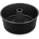 TeamFar 10 Inch Angel Food Cake Pan, Non-Stick Coating Stainless Steel Core Pound Cake Pan with Tube, for Home/Kitchen, Healthy & Heatproof, One-piece & Hollow Design, Release& Clean Easily