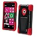 for Nokia Lumia 521 T-Stand Impact Kickstand Hybrid Double Layer Fusion Cover Case Black/Red