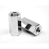 3/8"-24 x W1/2" x 1 1/8" Fine Thread A563 Grade A Hex Rod Coupling Nut Low Carbon Steel Zinc Plated Pk 25