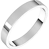 Sonia Jewels Solid 925 Sterling Silver 3mm Flat Wedding Band Ring Classic Plain Traditional - Size 6