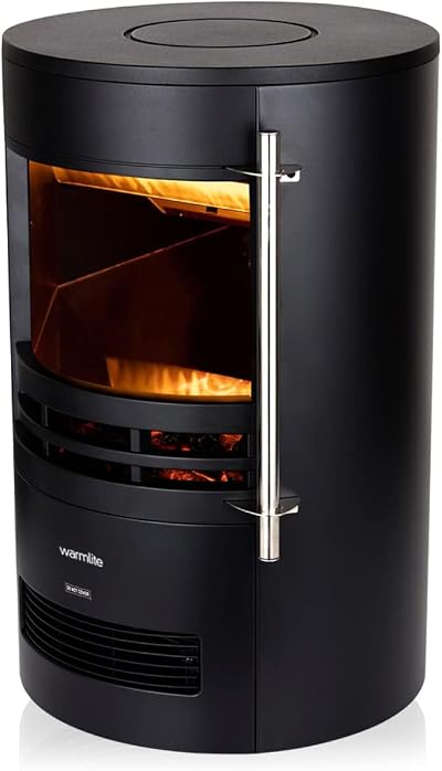 Warmlite Elmswell Round Contemporary Stove 2000W Black with LED Flame