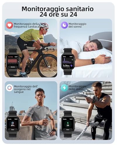 Parsonver Smartwatch for Men and Women with Integrated GPS, Bluetooth Calls | 30M Waterproof Smartwatch for Swimming, Fitness Tracker with Heart Rate, Sleep, Compatible Android iOS, Black