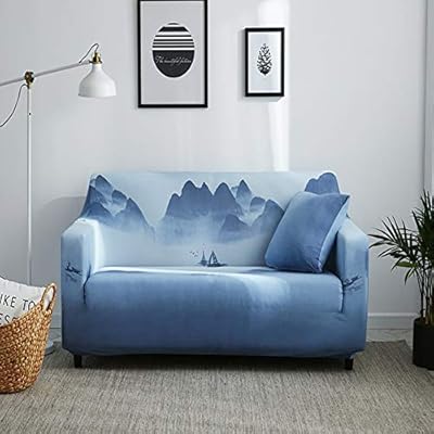 Amazon 印刷 ソファーカバー Slipcovers 伸縮 ソファーカバー 弾力 マルチカバー ソファー マルチカバー ホームインテリア 滑り止め ソファー保護 青 2人乗り 145 185cm ソファカバー マルチカバー オンライン通販