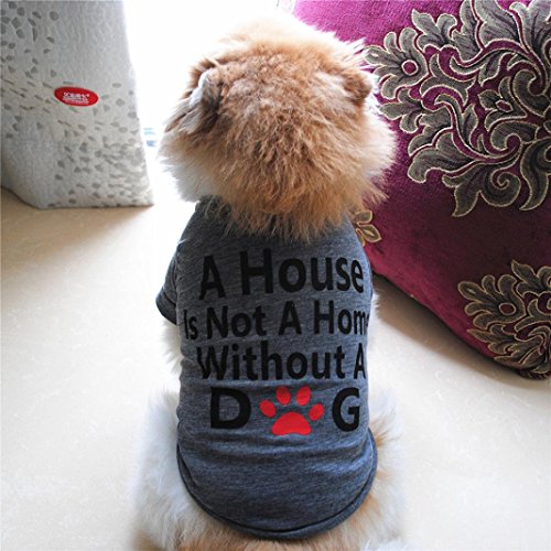Iuhan Pet Clothes, Best Dog Lover Gifts Cotton Summer Shirt Small Dog Cat Pet Clothes Vest T Shirt (M, Gray)