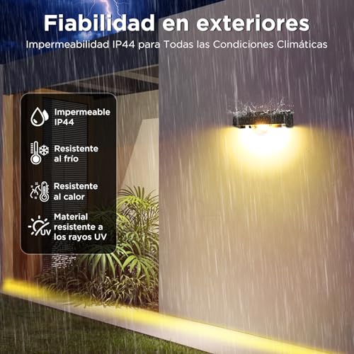 Quntis 4Pcs Luces Solares Exterior RGBCW 5m Alcance Efecto de Luz de Rayos | 16 horas Ultralarga Duración Lamparas Solares Jardín, 11 Modos IP44 Impermeable Luz Solar de Alta Calidad para Valla Porche