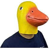Duck Mask for Adults - Realistic Yellow Latex Duck Head Costume, Funny Animal Mask for Halloween, Cosplay, Farm Parties & Pranks - Adjustable, Lightweight & Easy to Customize