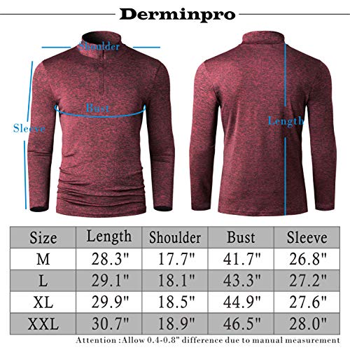 Derminpro Men\'s Quarter Zip Dri Fit Long Sleeve Lightweight Golf Shirts Athletic T-Shirt Sapphire Medium