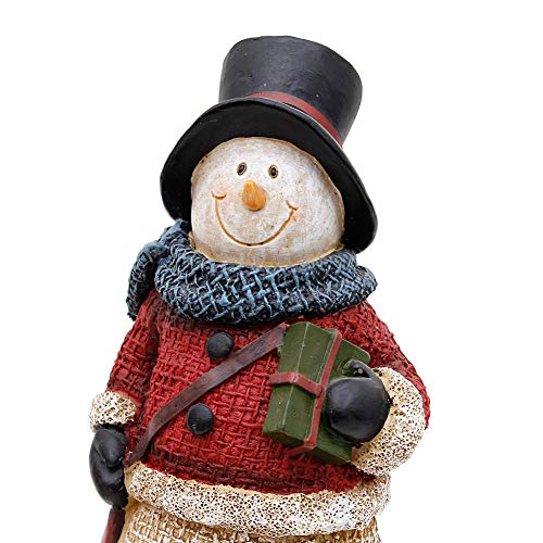 Christmas Snowman Figurines, Xmas Holiday Winter Wonderland Decoration Home Indoor Table Ornament Party Supplies Stone Resin Figurine (B-M)
