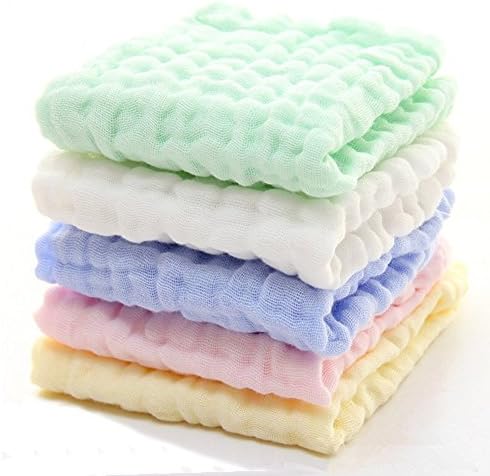 Baby Washcloths and Towels Natural Organic Cotton Baby Wipes for Sensitive Skin Soft Newborn Baby Face Towel 10x10 inches, 5 Pack