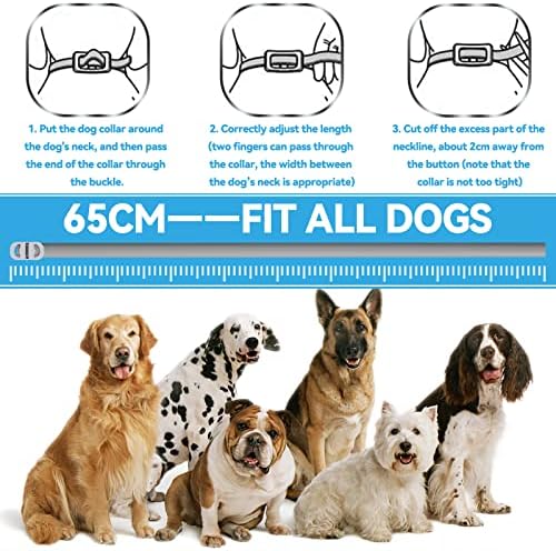 Collari Antipulci per Cani, Regolabili da 65 cm, Zecche Impermeabili, Protezione 12 Mesi, per Cani di Piccola, Media e Grande Taglia (2P)
