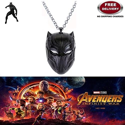 Metal Customized Black Mask of Panther Prop Pendant Locket with resizable Chain for Unisex