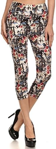 Elegant4U Junior's Printed Colorful Burlap Capri Leggings