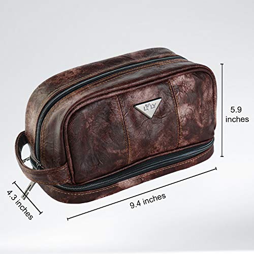 Toiletry Travel Bag for Men - Large Leather Dopp Kit - Mens Toiletries Bathroom Organizer by LVLY (Brown) 6 Toiletry Travel Bag for Men - Large Leather Dopp Kit - Mens Toiletries Bathroom Organizer by LVLY (Brown)