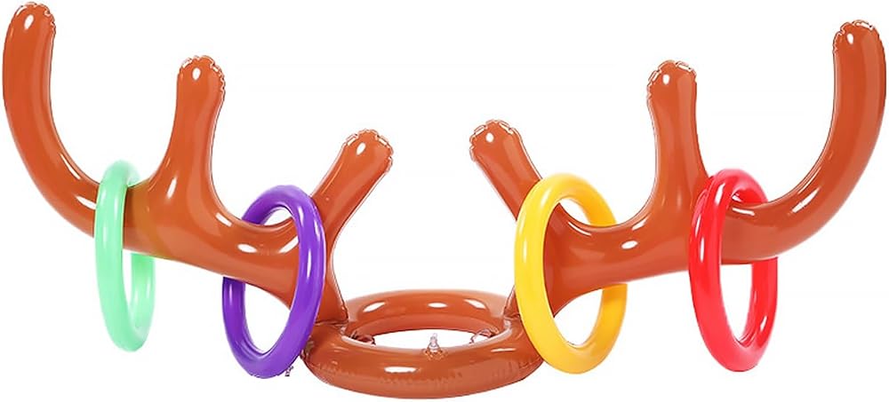 Rumyve Inflatable Reindeer Antler Hat Toss Game Family Christmas Party Fun