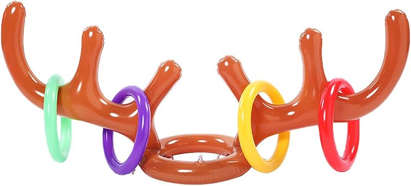 Rumyve Inflatable Reindeer Antler Hat Toss Game Family Christmas Party Fun