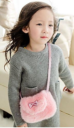 Faxianther Kids Girls Toddlers Cute Bowknot Hairy Mini Shoulder Bags Crossbody Bags Cell Phone Case Holder Small Purse Wallet Clutch Cross Body Handbags - Image 5
