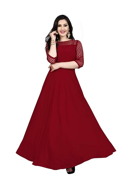 Maroon Colour Gown Design Online, 58 
