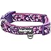 Blueberry Pet Soft & Comfy Rose Print Plum Purple Padded Adjustable Dog Collar, Large, Neck 18