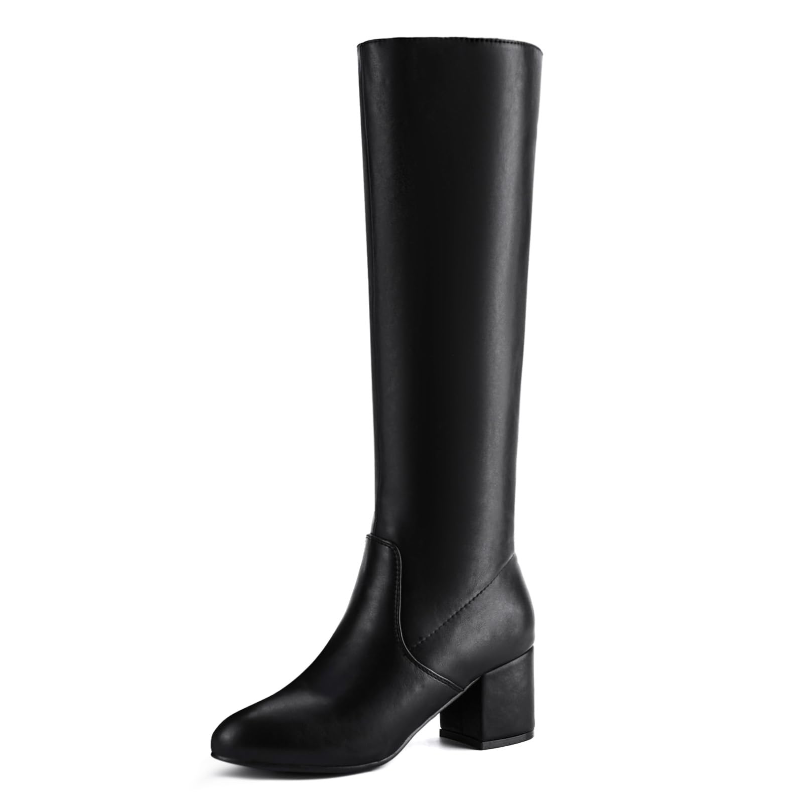 Shoe'N Tale Knee High Boots for Women Block Chunky Heel Boots with Side ...