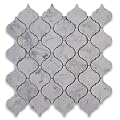 Carrara White Italian Carrera Marble Medium Lantern Shaped Arabesque Baroque Mosaic Tile Honed