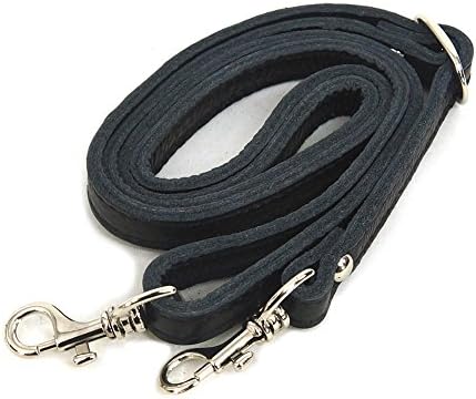 Adjustable Genuine Black Leather Shoulder Slim Strap for Any Bag (Silver)