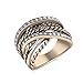 Mytys Retro Vintage Gold Tone Interwined Crossover Crystal Fashion Statement Rings (9)