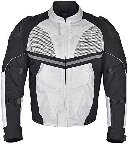 Men Motorcycle Textile Waterproof Windproof Jacket Black & White MBJ068