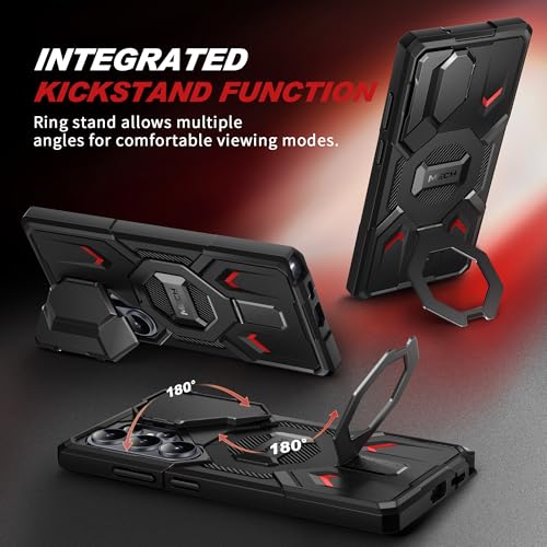 TONGATE Magnetic Stand for Samsung Galaxy S26 Ultra Case, Compatible with Magsafe, [Camera Cover & 2 Front Frames][Military Drop Protection] S26 Ultra Case Built-in Screen Protector & Belt Clip, Black
