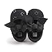 Baby Girls Princess Bowknot Soft Sole Cloth Crib Shoes Sneaker Black, 6-12 Months