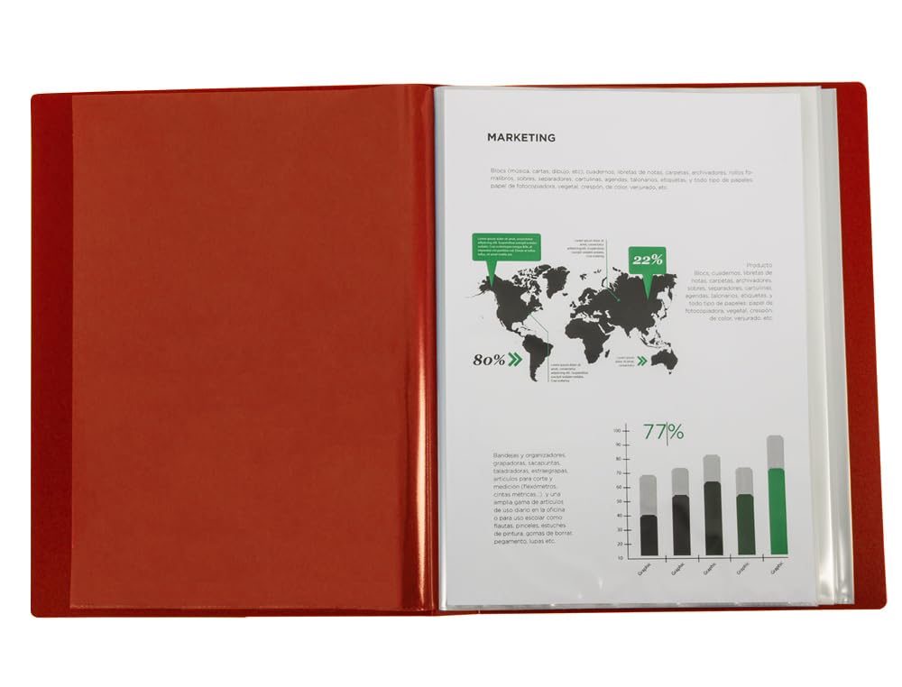Liderpapel CJ54 - Display Book with 80 Pockets, A4, Red