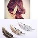 3Pack Leaf Feather Design Punk Women Girls Hair Clips Pin Claw Elegant Hair Barrettes Accessories for Lady(Gold,Silver,Bronze)