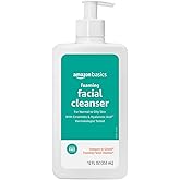 Amazon Basics Foaming Facial Cleanser with Ceramides &amp; Hyaluronic Acid, Gentle Daily Face Wash, Non-Comedogenic, Fragrance-Free, 12 fl oz