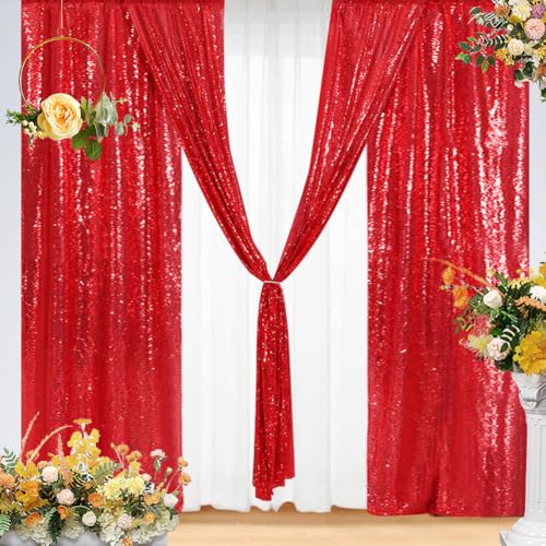 Eternal Beauty Red Sequin Backdrop Curtain
