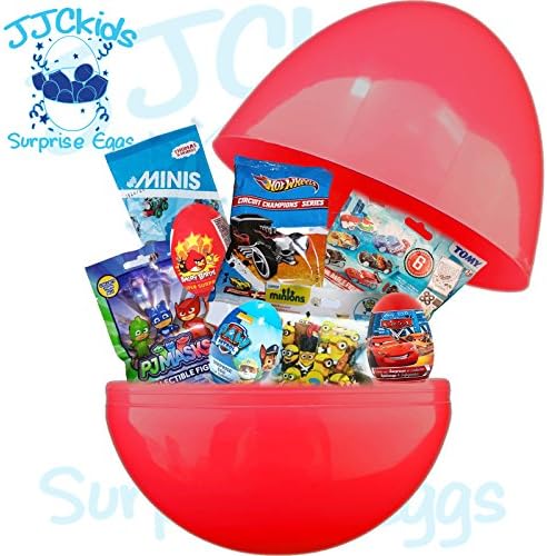 JJCkids Mega Plastic Giant Egg Jumbo Surprise Egg Filled With Blind Bags & More (RED - NAME NO)