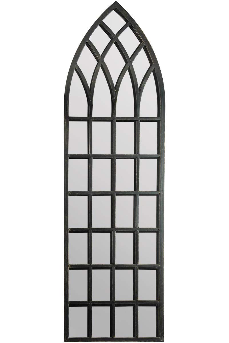 MirrorOutlet Large Metal Arched Black Outdoor Mirror Frost Protected 4ft7 x 1ft6 140 x 40.5cm, 4ft-5ft,GMA016