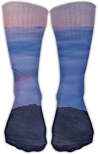 LKZD Landscape Bridge Mist Golden Gate Bridge San Francisco Bay Fashion Crew Socks Funny Casual Short Stockings One Size