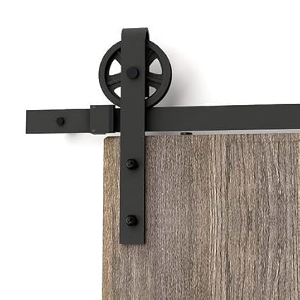 Aihom 183cm Big Wheel Black Coated Sliding Wood Doors Kit Set