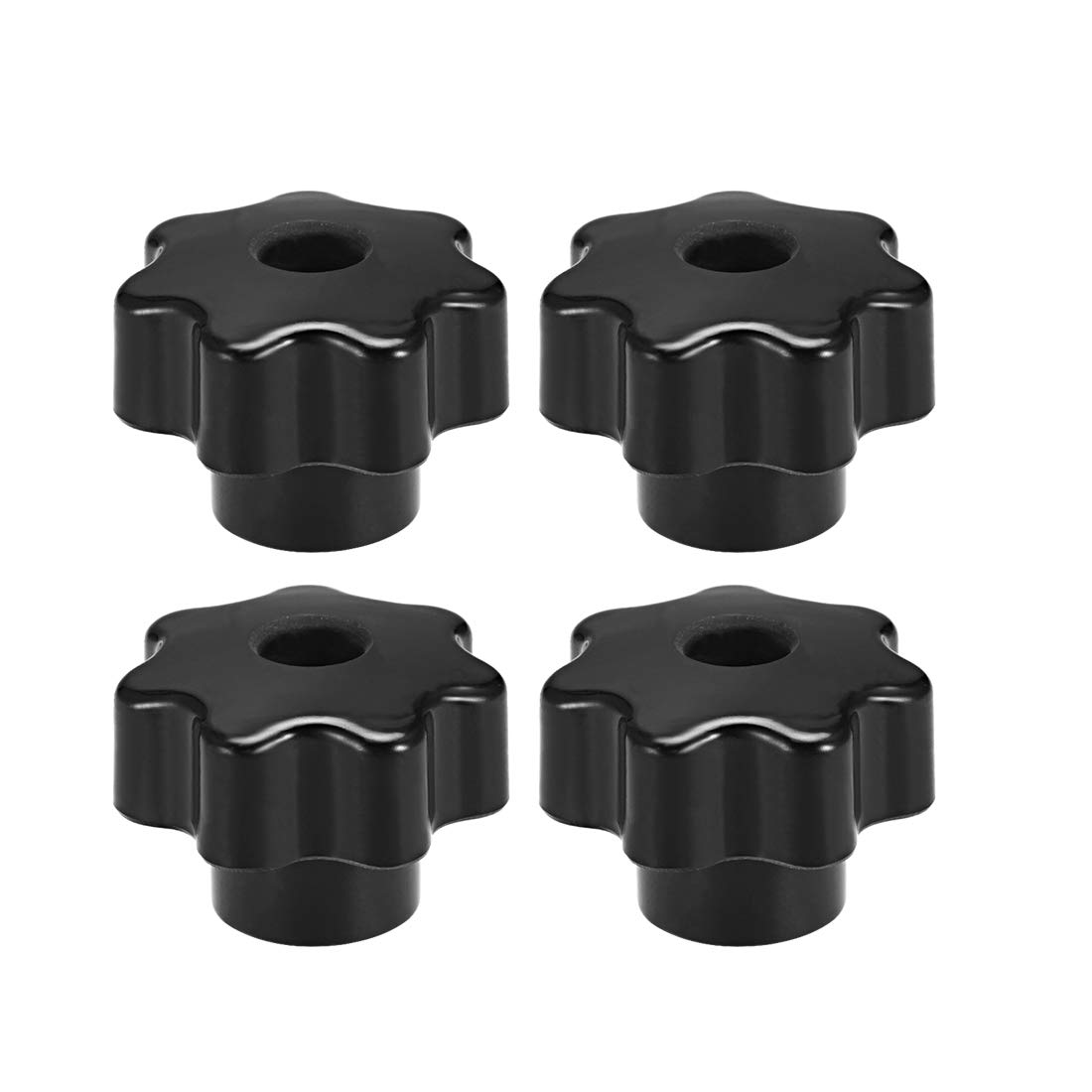 sourcing map 4 Pcs Star Knob Grip Handle M8 Diameter 39mm Brass Insert Female Thread Black