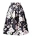 Face N Face Women's High Elastic Waist Flare Pleated A Line Midi Skirt Large Black