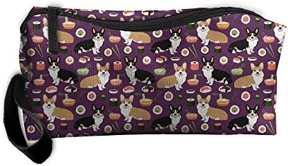 Corgis Sushi And Noodles Food Medicine Bag Toiletry Bag Pencil Case Toiletry Pouch Makeup Organizer Clutch Bag With Zipper(7.9"x2.4"x3.6")