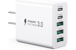 USB C Charger Block, 50W 5-Port Charging Block, 5-in-1 Fast Wall Charger 20W Type C & 3.1A USB, Multiport Phone Charging Adap